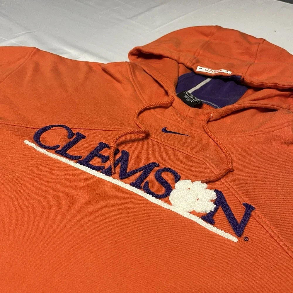 Vintage Clemson Tigers Nike Center Swoosh Hoodie Sweatshirt Size XL Oversized